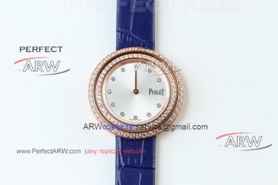 OB Factory Replica Piaget Ladies Watches - Piaget Possession Diamond Bezel With Blue Leather Strap 